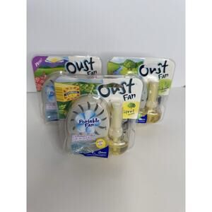 Lot Of 3 Oust Portable Fan Floral Citrus Outdoor Odor 2004 Discontinued New